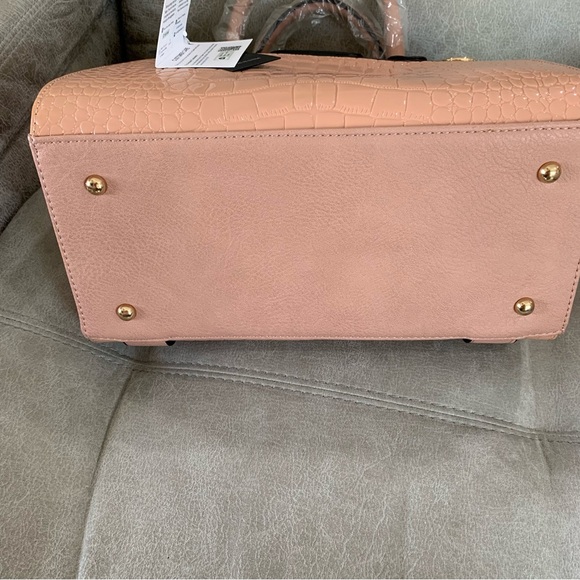 Peach Structured Satchel with Gold Accents - Picture 9 of 15